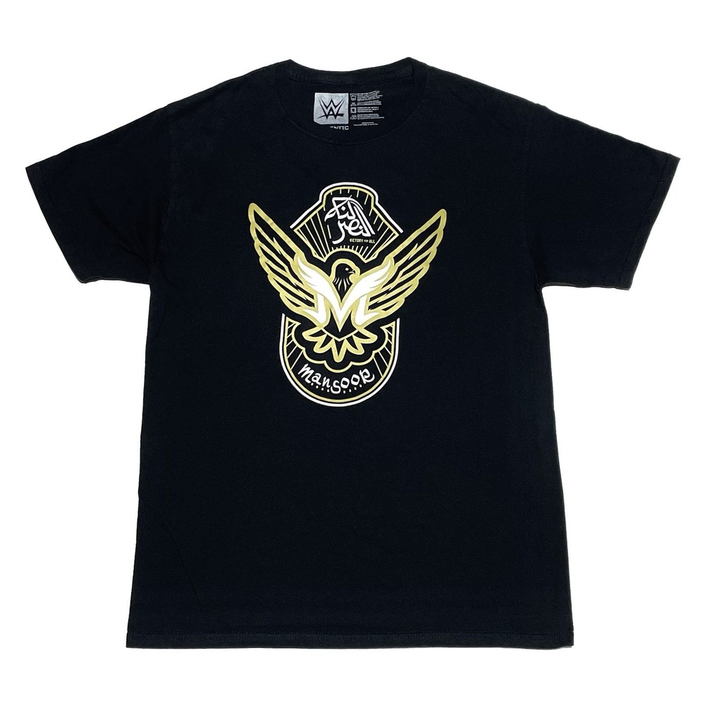 WWE Authentic Mansoor T-Shirt Mens Medium Black Gold Arab Logo Tee